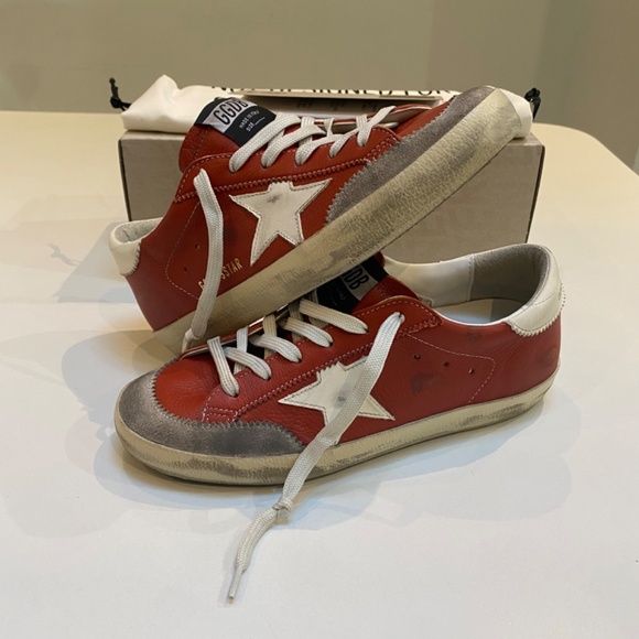 Golden Goose Superstar Penstar Sneaker Orange Leather/White/Ice sz 38 New in Box - Picture 9 of 12